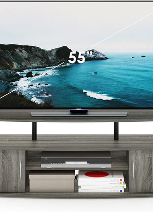 JAYA Large TV Stand for Screens up to 55 Inches in French Oak Grey and Black Finish