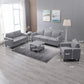 78" 4 Piece Living Room Sofa Set, 3 Seater Sofa with Storage Ottoman and Loveseat and Armchair Furniture Set, Modern Linen L Shaped Sectional Couch for Living Room Apartment (Light Grey)