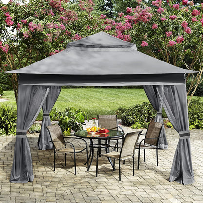 Patio Gazebo Outdoor Pop up Gazebo with Mesh Walls (13X13,Dark Gray)