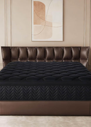 12-Inch Full-Size Black Innerspring Mattress with Individual Pocket Springs for Enhanced Motion Isolation and Pressure Relief, Conveniently Delivered in a Box (54”W x 75”L)