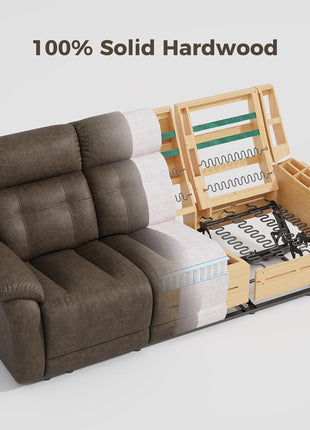 Oversized Manual Recliner Sofa - 86” Extra Wide Three-Seater Couch for Living Room with Dual Pull Handle Recliners, Upright Middle Seat, One-Piece Design, No Assembly Required, Performance Fabric