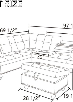 Chic Leather L-Shaped Couch Set with Stylish Sectional Design and Movable Chaise for Modern Living Spaces