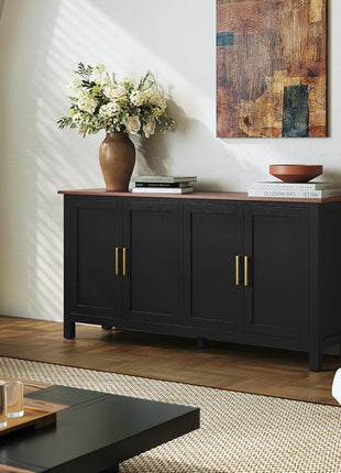60" Modern Sideboard Buffet Cabinet with Adjustable Shelves, Versatile Storage Solution for Dining Room, Living Room, Kitchen, and Entryway