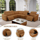 Power Recliner Sectional Sofa, L-Shaped Living Room Furniture Set, Light Brown Leather Sofa, Reclining Sectional Couch with Storage Console/Cup Holder for Living Room/House/Apt