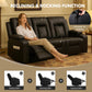 Leather Recliner Sofa Set with Manual Recliners,Living Room Furniture Set with Reclining Couch,Loveseat and Armchair,Living Room Chair with Cup Holders,Black (3+1+1)