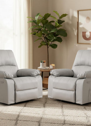 360° Swivel Rocking Leather Recliner Chair for Adults - Overstuffed Manual Recliner with Spring Cushion, Nursery Glider Sofa with Side Pockets in Camel