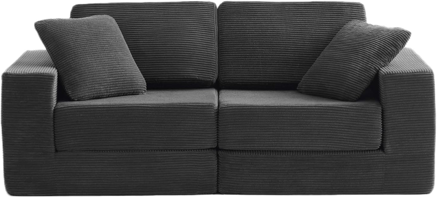 Modular Sectional Sofa, Modern Modular Sofa Couch with Deep Seat，Comfy Cloud Couch, Sectional Couches for Living Room, Bedroom and Apartment，2-Seater，Dark Grey