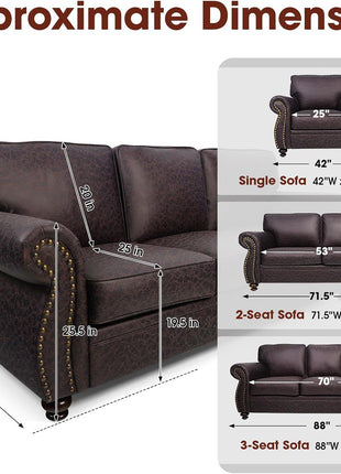 Mid-Century Modern Living Room Furniture Sets: Elegant Sofa and Couch Combinations with Rivet Accents