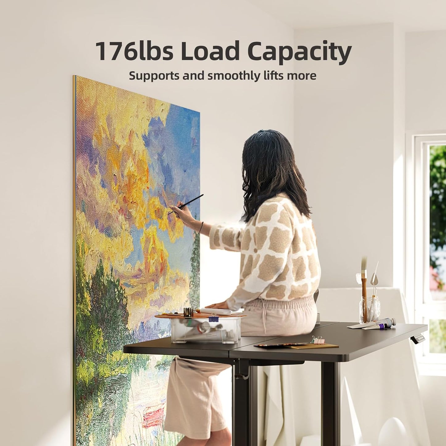 Electric Standing Desk, Adjustable Height Stand up Desks, 55 X 24 Inches Sit Stand up Desk for Home Office Computing, 3-Preset Memory Height Ergonomic Rising Desks, Black