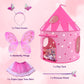Princess Castle Pop up Tent & Dress up Set – Kids Pink Playhouse Tent for Girls with Glow in the Dark Stars, Foldable Indoor Outdoor Toddler or Baby Girl Tent with Carrying Case