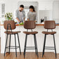 29-Inch Leather Bar Stools Set of 2, Counter Height Barstools with High Backrest，Bar Chairs for Kitchen Island with Heavy Duty Metal Legs, Dark Brown