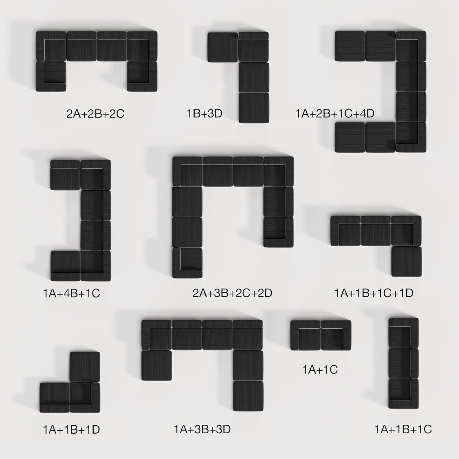 Modular Sectional Sofa, Modern Cloud Sectional Couch with Smarts Coil™ Support, Upholstered Boneless Couch for Living Room Apartments Bedroom, No Assembly Required (Ottoman)