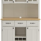 Buffet of Buffets Off-White Server with Hutch and Natural Wood Top
