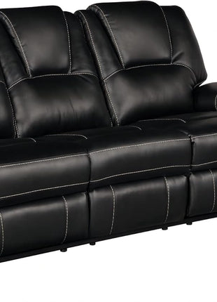 Bonded Leather Manual Recliner Sofa Set - Black Lounge Chair and Loveseat for Living Room