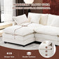111.4" L Shaped Modern Sofa Modular Sectional Cloud Couch with Ottoman, 4-Seat Chenille Deep Seat Sofa with Pillow for Living Room, Bedroom and Apartment, Beige