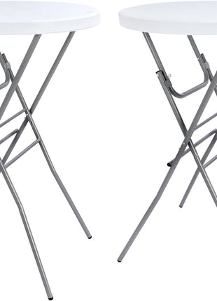 28-Inch Folding Round High Top Cocktail Table with Detachable Legs - Set of 2, Perfect for Indoor and Outdoor Events, Gatherings, Patios, Backyards, Dining, and Weddings, White
