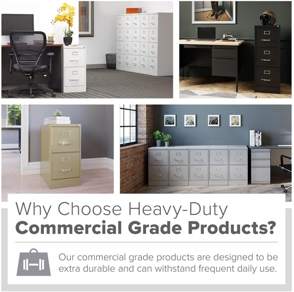 4 Drawers 52" Vertical Black Metal Filing Cabinet Lockable Pre-Assembled Stationary Letter Size for Home, Office