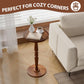Small Wood round Side Table - Accent Nightstand Pedestal Table for Living Room, Bedroom - Compact Coffee Table, Tea Table, Drink Table, End Table for Small Spaces, Corners, Office