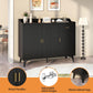 Sideboard Buffet Cabinet with Drawers: 47" Black Fluted Sideboard Cabinet with Storage, Modern Dining Room Cabinets Storage, Credenzas for Living Room(47")