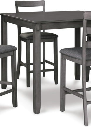 Signature Design by Ashley Bridson 5-Piece Gray Wood Dining Room Set with Table and 4 Ladderback Barstools