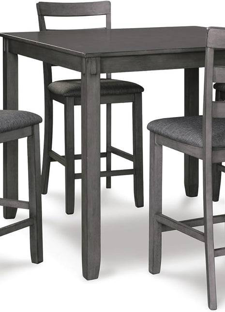 Signature Design by Ashley Bridson 5-Piece Gray Wood Dining Room Set with Table and 4 Ladderback Barstools