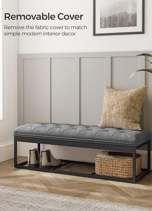 Dark Gray Storage Ottoman Bench with Legs - Multi-Functional Foot Rest and Storage Chest, 15.7 x 43.3 x 15.7 Inches, Supports up to 660 lbs, Perfect for Living Room, Bedroom, and Entryway, Model ULSF088G01