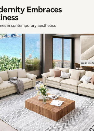 3-Piece Beige Chenille Sofa Set: Stylish Modular Loveseats and Spacious Couch for Elegant Living Spaces