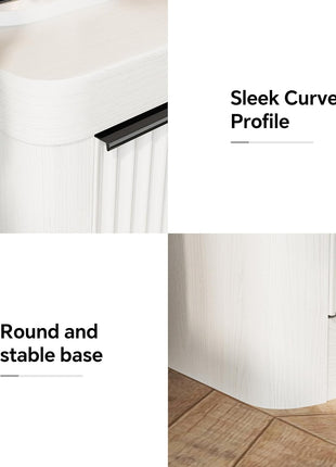 Set of 2 Fluted Nightstands with Charging Station, 3-Drawer Storage End Tables in Natural Wood Finish, Farmhouse Style Bedside Cabinets for Bedroom and Living Room (White Oak)