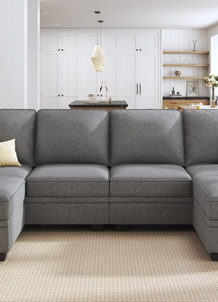 Stylish Grey U-Shaped Convertible Sectional Sofa with Storage – Ideal for Compact Living Spaces
