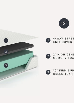 Signature Design by Ashley Chime 12-Inch Queen Memory Foam Mattress with Ultra Plush Contouring Support and Pressure Relief, Conveniently Delivered in a Box