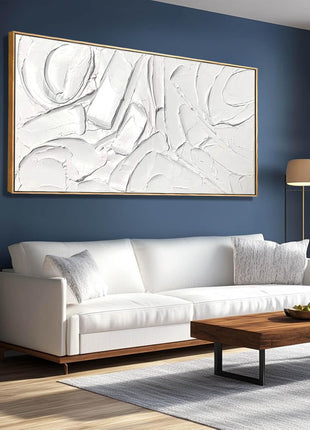 Abstract Oil Painting on Framed Canvas - Maximalist Modern Wall Art for Kitchen and Office Decor, 24" x 48