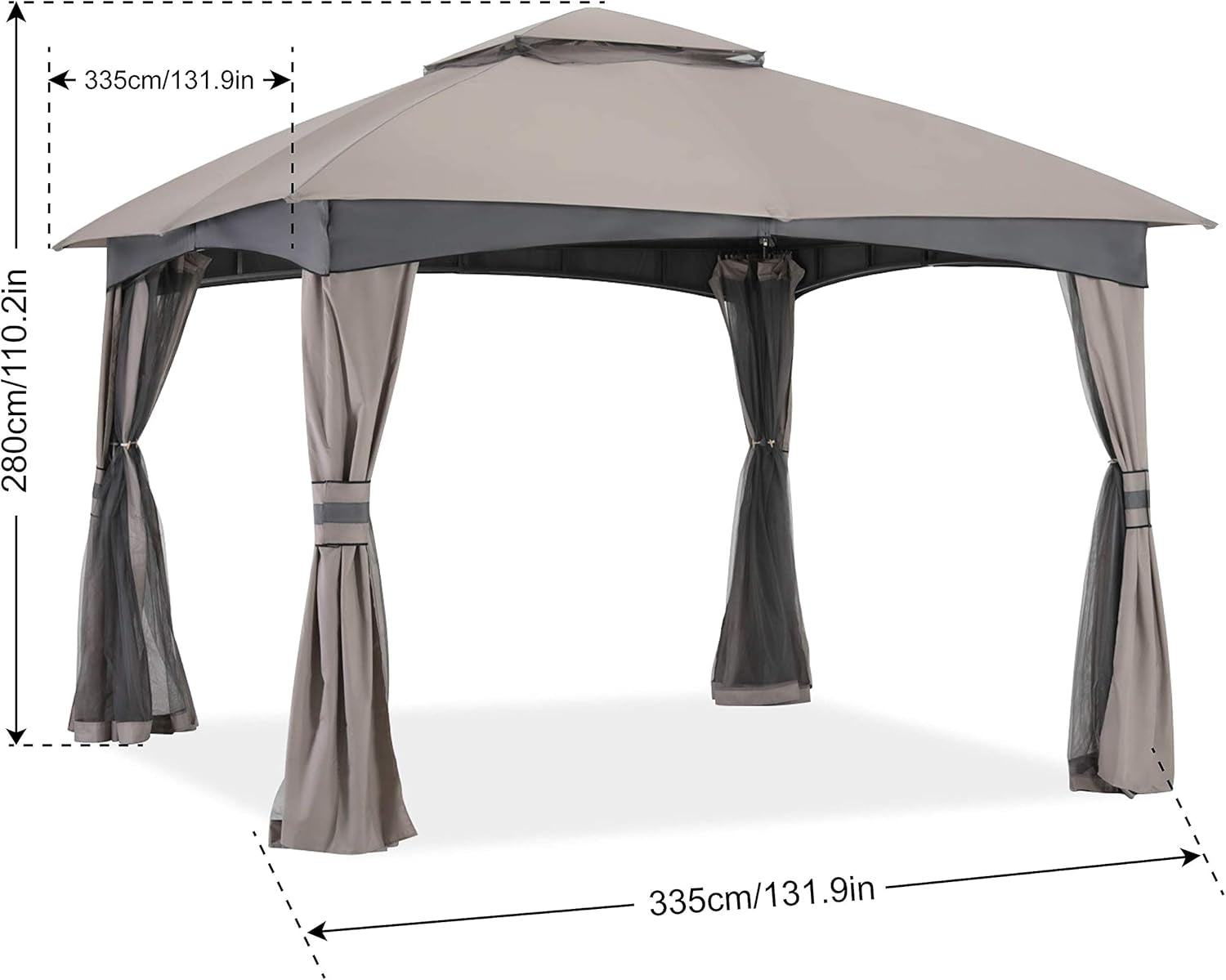 10X10 Outdoor Gazebo - Patio Gazebo with Mosquito Netting, Outdoor Canopies for Shade and Rain for Lawn, Garden, Backyard & Deck (Gray)