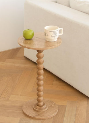 Contemporary Round Side Table for Compact Areas, Solid Wood Leg Martini Table for Living Room, Bedroom, and Office (Rustic Walnut Finish)
