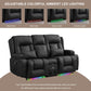 Power Loveseat Recliner Sofa with Massage & Heat Home Theater Seating with Console RV Recliner Loveseat Sofa with Usb/Outlet/Storage/Side Pocket/Led Light/Speaker (Black, Loveseat)