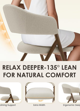 Set of 4 Mid-Century Modern Dining Chairs with Iron Legs, Open Back, and Padded Seat in Beige for Living Room, Bedroom, Restaurant, and Cafe