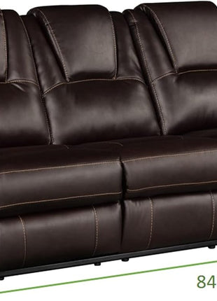3-Piece Leather Recliner Sofa Set for Home or Office, Includes Sofa, Loveseat, and Chair, Brown