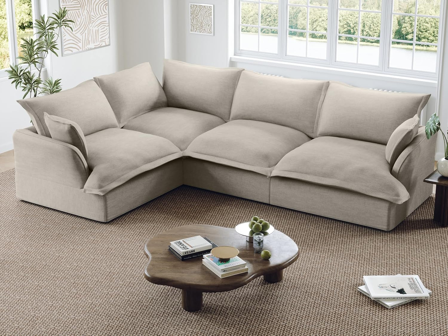 111” Oversized Modular Sectional Sofa, Comfy down Fill Cloud Couch, L Shaped 4 Seater Couches with Washable Cover, Convertible Sectional Couches for Living Room, Light Gray