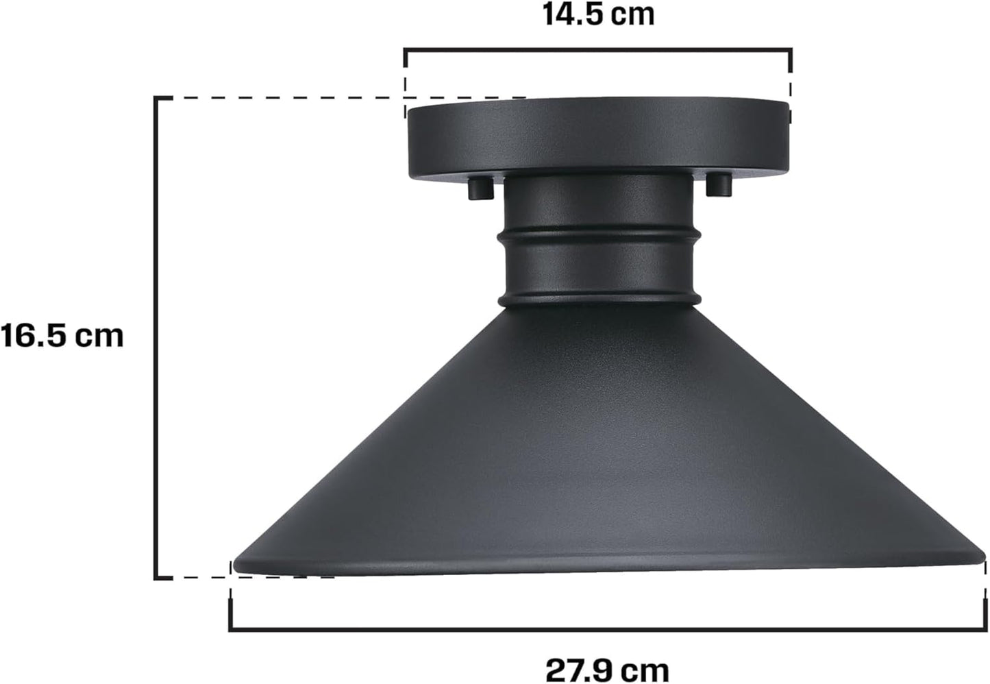 6112900 Watts Creek 11 Inch Rustic/Arts & Crafts One-Light Outdoor Semi Flush Mount Ceiling Light, Dark Sky Friendly, Textured Black Finish