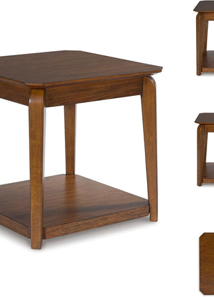 Trenmour Mid-Century Modern End Table with Open Lower Shelf in Light Brown Finish by Signature Design by Ashley