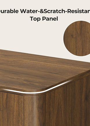 66-Inch Contemporary Sideboard Buffet Cabinet with Storage, 4 Doors and Adjustable Shelves, Perfect for Living Room, Kitchen, Hallway, and Bar, Walnut Finish