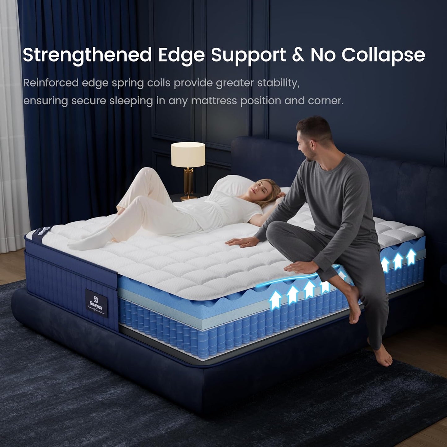 Queen Size Mattresses, 16 Inch Queen Mattress in a Box, Medium Pocket Spring and Gel Memory Foam for Superior Comfort, Pressure Relief, Strong Edge Support