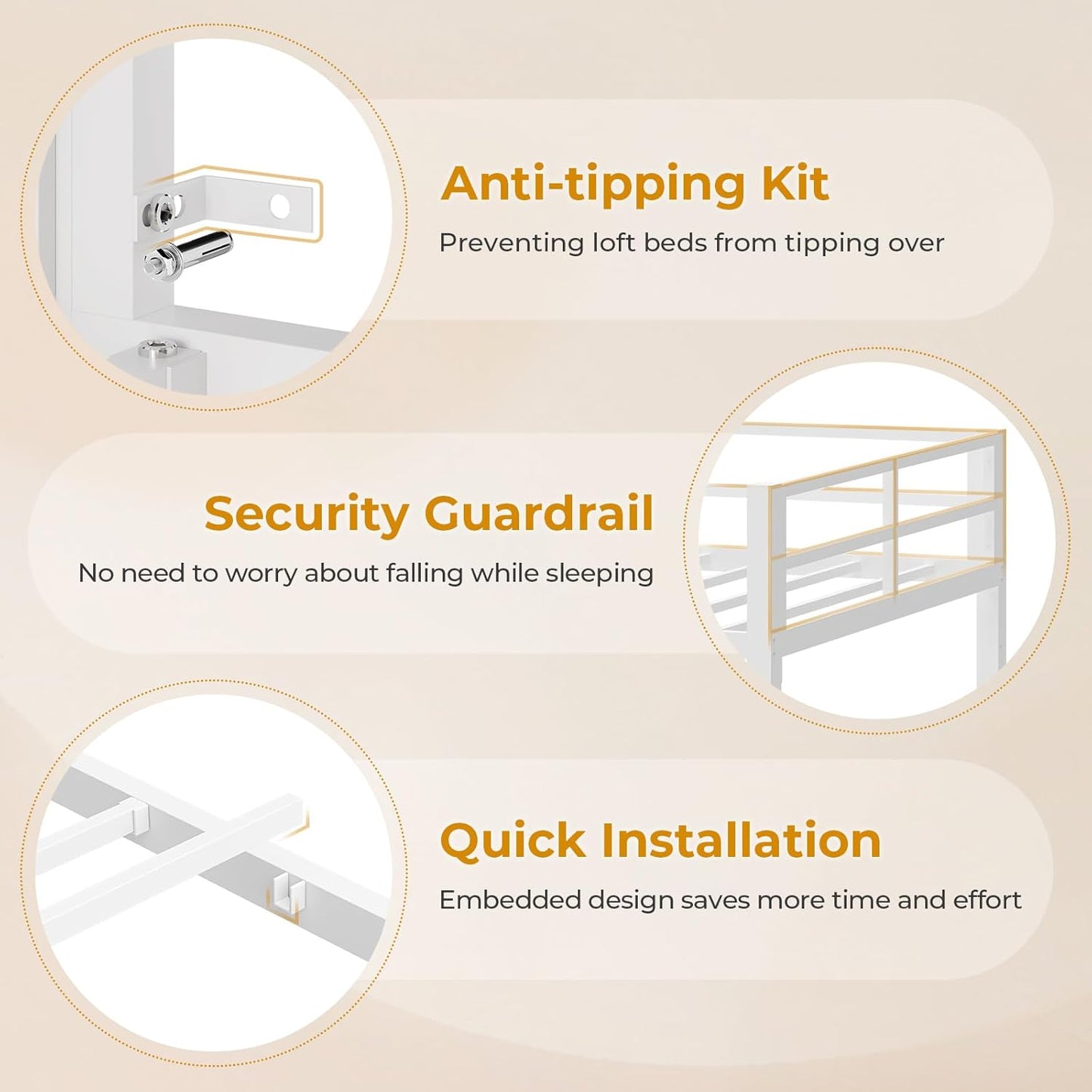 Twin Size Loft Bed with Desk and 8 Storage Drawers, Metal Kids Loft Bed Twin with LED Lights & Charging Sation, Storage Shelves, 13.1" H Safety Guard & Ladder, No Box Spring Needed, White