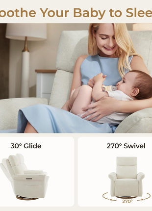 Electric Triple-Motor Power Recliner Chair with Swivel Glider, Adjustable Headrest and Lumbar Support, GREENGARD Gold Certified, Solid Wood Base, Linen Upholstery