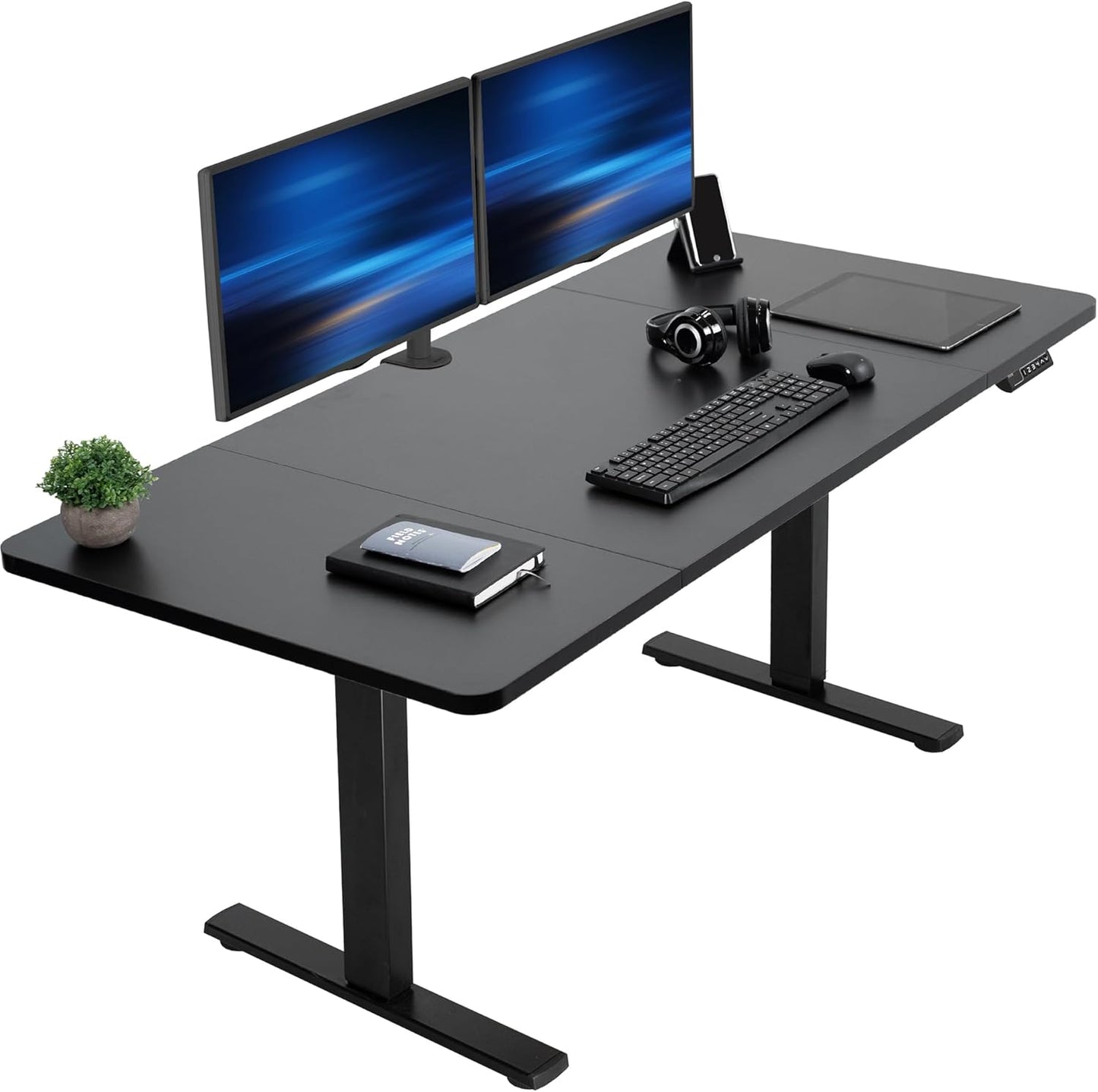 Electric 60 X 30 in Standing Desk, Memory Height Adjustment, 1B Series, Holds 220 Lbs, Black Top Black Frame, DESK-KIT-1B6B-30