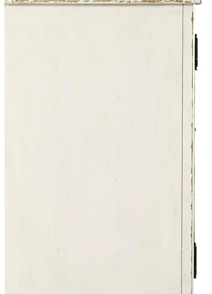 Signature Design by Ashley Realyn French Country Distressed Dining Room Server with Three Drawers and Two Cabinet Doors, Wood Construction, 59" W x 17" D x 36.5" H, Chipped White Finish