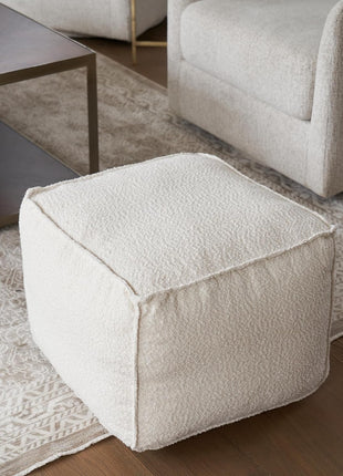 Elegant Boucle Pouf Ottoman - Lightweight Comfort and Style for Modern Living Room Aesthetics - Round Foam-Filled Foot Stool for Relaxation