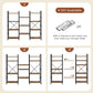Triple Bookshelf, Bookcase with 11 Open Display Shelves, Wide Book Shelf Book Case for Home & Office, 4 Tier, Rustic Brown