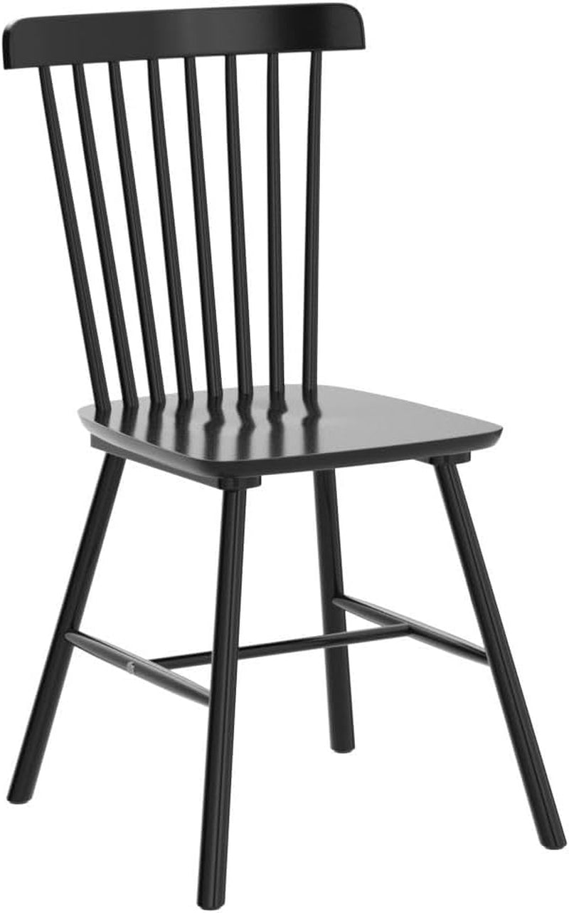 Windsor Dining Chair Set of 4, Spindle Back Wooden Chairs for Kitchen and Dining Room, Restaurant, Cafe, Hotel, Black