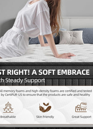 12-Inch Multilayer Hybrid Queen Mattress by Cochones | Nectar | Medium Firm | Cool and Breathable | Individual Pocketed Springs for Enhanced Motion Isolation | Conveniently Delivered in a Box