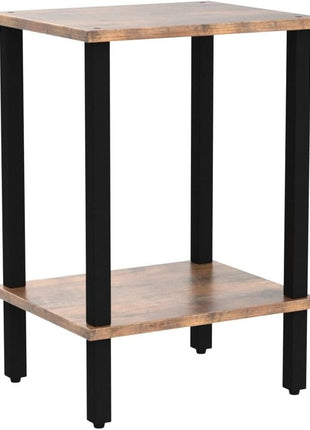 Set of 2 End Tables with Dual-Tier Storage Shelves for Living Room and Bedroom, Perfect for Compact Spaces, Model TB01BB035